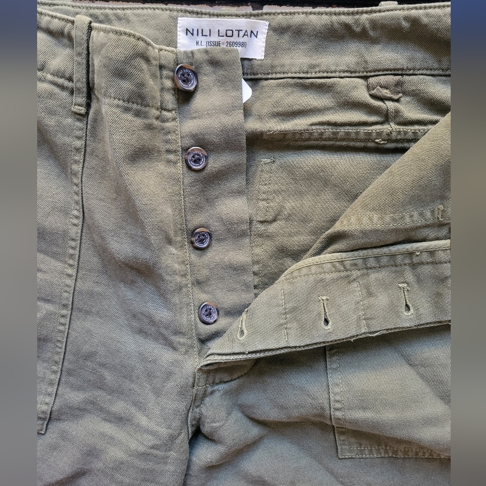 Nili Lotan Women's Olive Cargo Pants - Picture 4 of 7